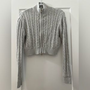 Garage medium cable knit zip up sweater